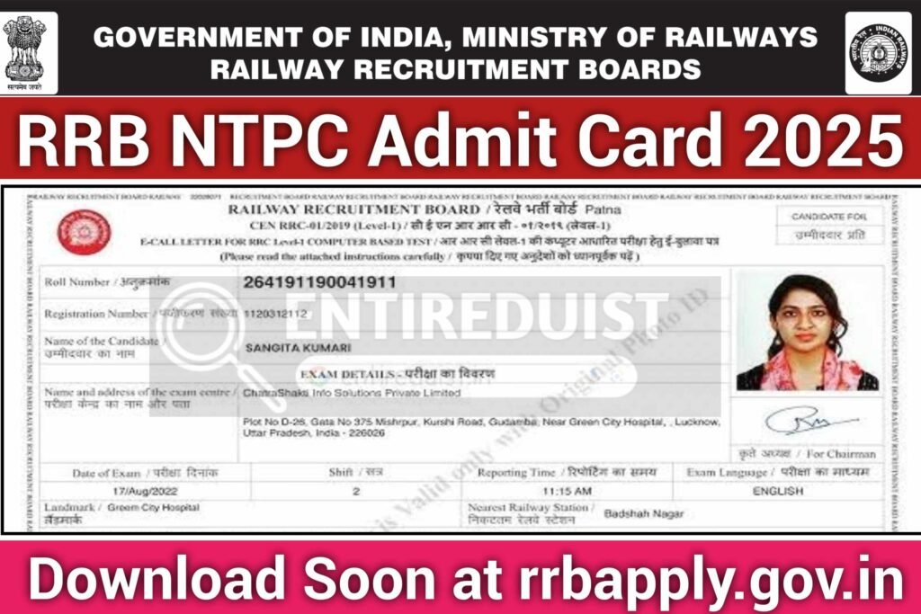 RRB NTPC Admit Card 2025 Download Soon at rrbapply gov in
