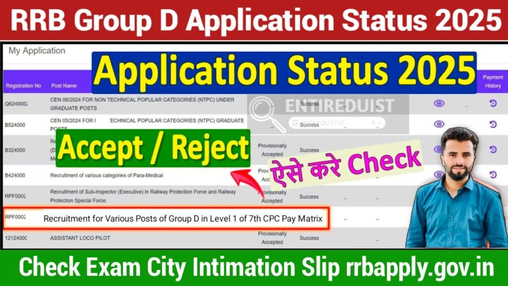 RRB Group D Application Status 2025